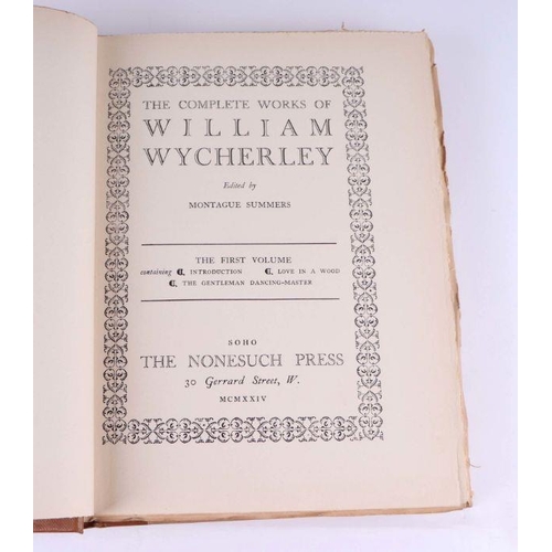 67 - Nonesuch Press - The Complete Works of  William Wycherley -  vols 1 - 4, limited edition 554/900, cl... 