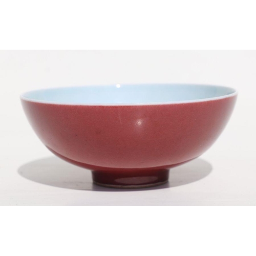 680 - A Chinese monochrome footed bowl with blue seal mark to the underside, 15cms diameter.