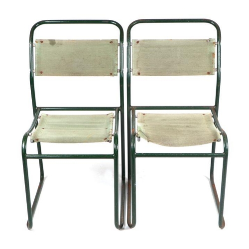 712 - A set of six mid century modern Pel tubular steel and canvas stacking chairs (6)