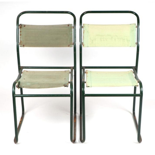 712 - A set of six mid century modern Pel tubular steel and canvas stacking chairs (6)