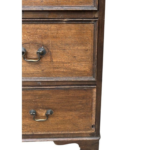 745 - A 19th century oak chest of two short and three graduated long drawers, on bracket feet, 93cms wide.