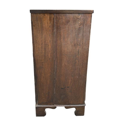 745 - A 19th century oak chest of two short and three graduated long drawers, on bracket feet, 93cms wide.