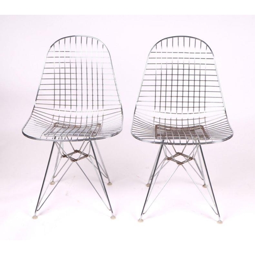 780 - A set of four Ray & Charles Eames for Herman Miller wirework chairs with Hair Pin legs, probably fro... 