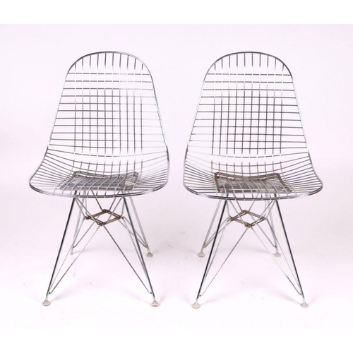 780 - A set of four Ray & Charles Eames for Herman Miller wirework chairs with Hair Pin legs, probably fro... 