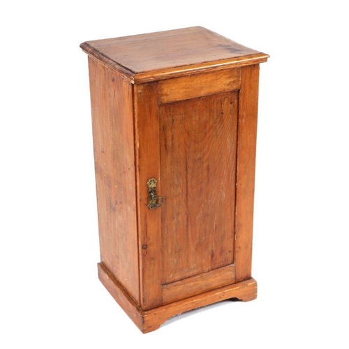 784 - A late 19th century pine pot cupboard, 39cms wide; together with a similar pot cupboard, 39cms wide ... 