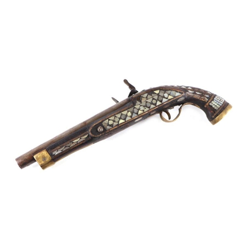 81 - An Afghan flintlock pistol with Brown Bess steel flintlock action, 42cms long.