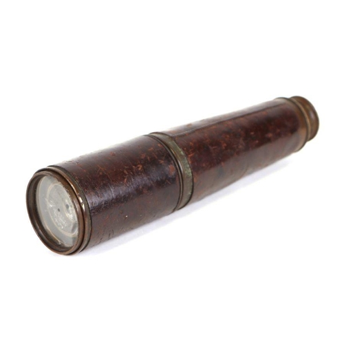 91 - A WWI British Army three-draw telescope by Ross of London, 90cms long extended, 27cms closed.