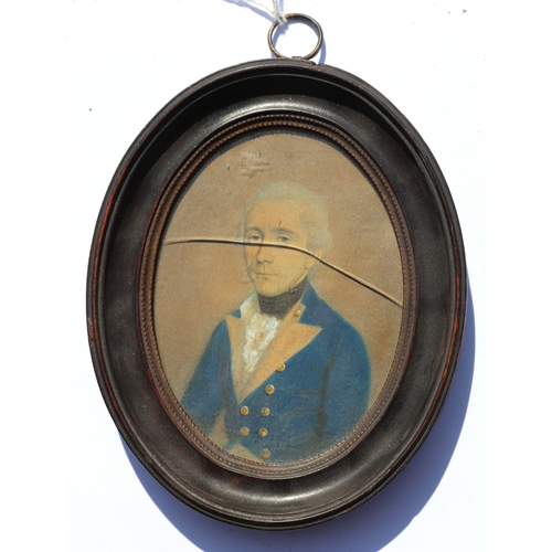 343 - A late 18th / 19th century portrait miniature depicting a military gentleman with indistinct label t... 