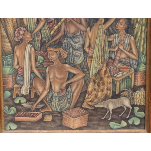 212 - M D Ganocra (Balinese school) - Market Scene Tebesaya Ubud - oil on canvas, signed and dated '69 low... 