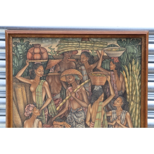 212 - M D Ganocra (Balinese school) - Market Scene Tebesaya Ubud - oil on canvas, signed and dated '69 low... 