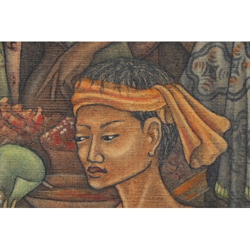 212 - M D Ganocra (Balinese school) - Market Scene Tebesaya Ubud - oil on canvas, signed and dated '69 low... 