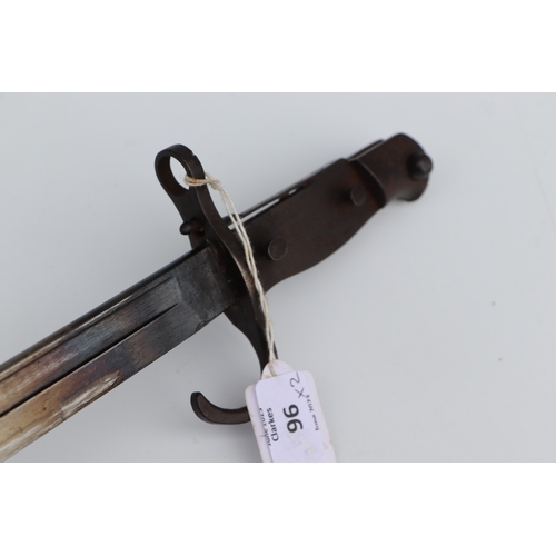 96 - A Japanese Arisaka Naval model bayonet with steel scabbard, 43cms long; together with another simila... 