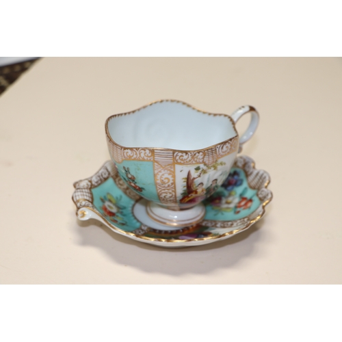 234 - A quantity of cabinet cups to include Dresden, Crown Derby and Coalport; together with other mixed c... 