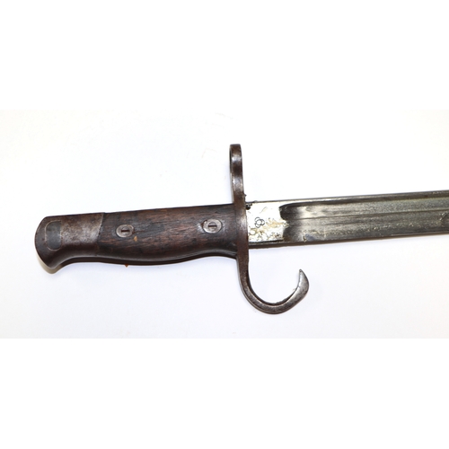 96 - A Japanese Arisaka Naval model bayonet with steel scabbard, 43cms long; together with another simila... 