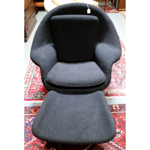 782 - A  1980's mid century design upholstered tub chair with matching footstool (2).