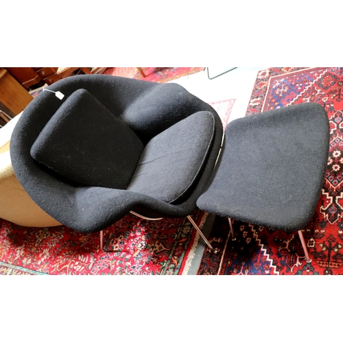 782 - A  1980's mid century design upholstered tub chair with matching footstool (2).