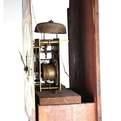 626 - A longcase clock, the 30cm painted square arch dial with Roman numerals, subsidiary seconds dial and... 