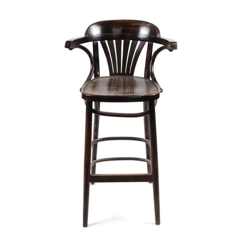 1000 - A set of five Thonet style bentwood bar stools (5).