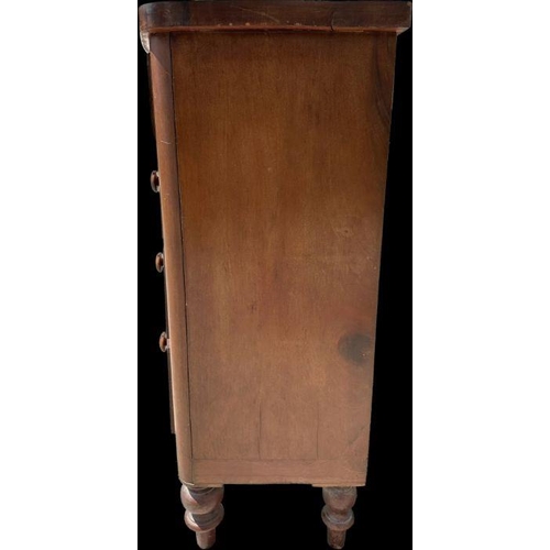 1022 - A Victorian figured mahogany bowfront chest of two short and three graduated long drawers, on turned... 