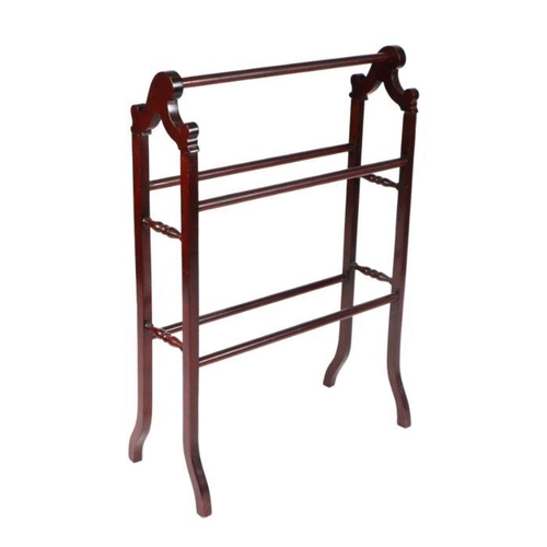 1024 - A Victorian style mahogany towel rail, 67cm wide; together with a flow blue chamber pot; another cha... 