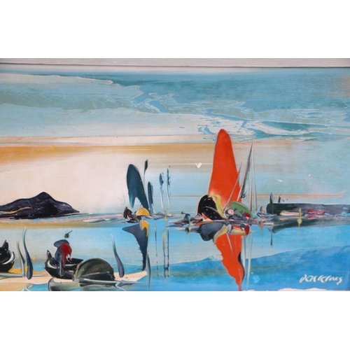 137 - George R Deakins (1911-1982) - Coastal Scene - signed lower right, oil on board, framed, 65cm by 20c... 