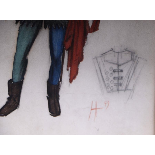 148 - Lawrence Irvine (mid 20th century British) - A Soldier - theatrical costume design, pencil sketch an... 