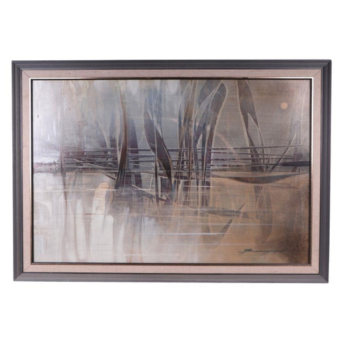 160 - Beaur Bguard ? (modern British) - Seascape - abstract, oil on board, indistinctly signed lower right... 