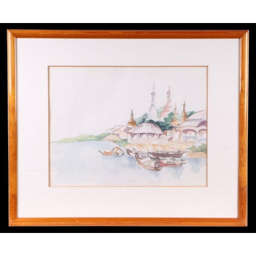 169 - Jennifer Morland - Burma - watercolour, framed & glazed, 39 by 30cms.