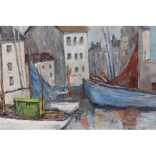 178 - 20th century school - Harbour Scene - oil on canvas, unframed, 61 by 51cms.