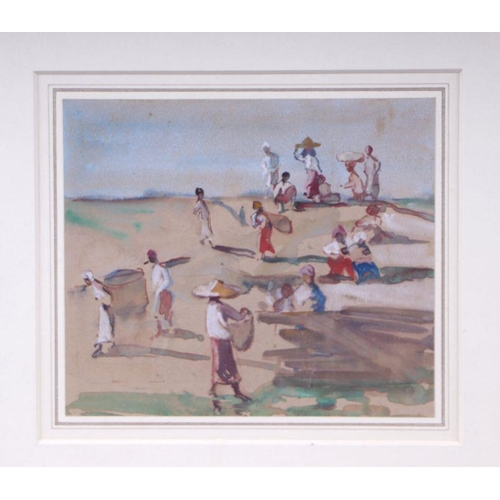 184 - Hilda May Gordon (1874-1972) - Study on the Irrawaddy, Burma - gouache, framed & glazed, 18 by 1... 