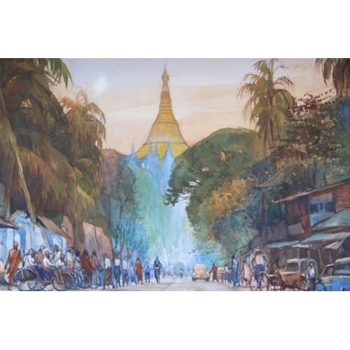 187 - Khin Maung Bo (Burmese b1957) - Busy Street Scene - signed & dated 1988 lower right, watercolour... 