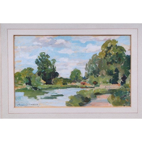 194 - Bernard Davis (1884-1965) - River Scene - signed lower left, gouache, framed & glazed, 23 by 14c... 