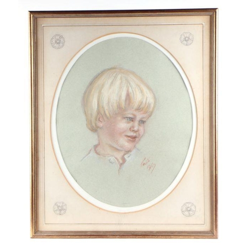 223 - 20th century British School - a pair of head & shoulder portraits depicting young boys, pastel, ... 