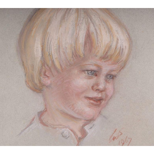 223 - 20th century British School - a pair of head & shoulder portraits depicting young boys, pastel, ... 