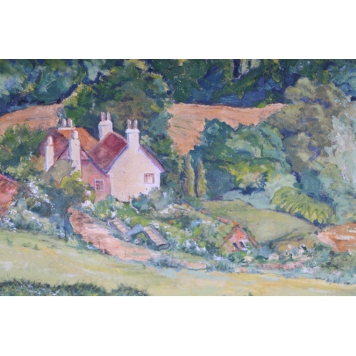 229 - E Chater (modern British) - Traditional English Landscape Scene with a Country house in the Middle D... 