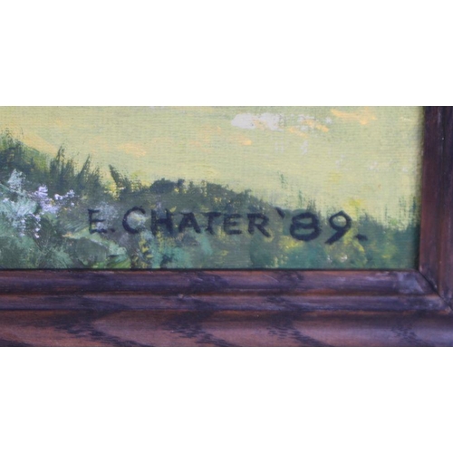 229 - E Chater (modern British) - Traditional English Landscape Scene with a Country house in the Middle D... 