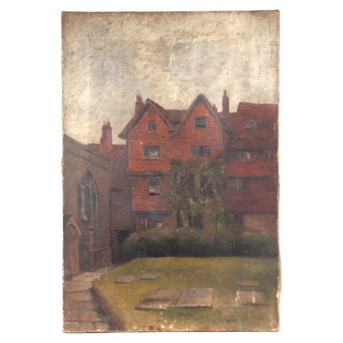 259 - Victorian School - Red Brick House - oil on canvas, unframed, 33cm by 49cm.