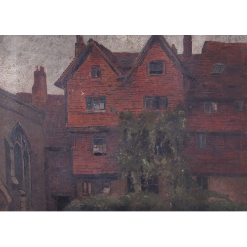 259 - Victorian School - Red Brick House - oil on canvas, unframed, 33cm by 49cm.