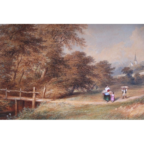 261 - C F Buckley (1812-1869) - Figures on a County Path - signed and dated 1854 lower left, watercolour, ... 