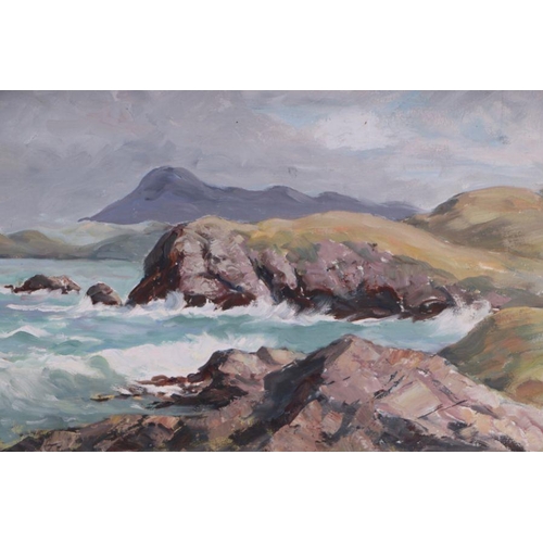 272 - De Brett (modern British) - Seascape with Rough Seas - oil on board, 60cm by 45cm.