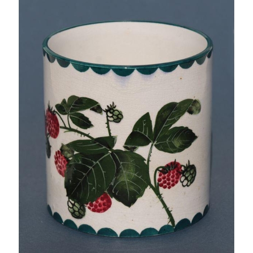 316 - A Wemyss Pottery large lidded preserve jar and cover decorated with raspberries, impressed mark to t... 