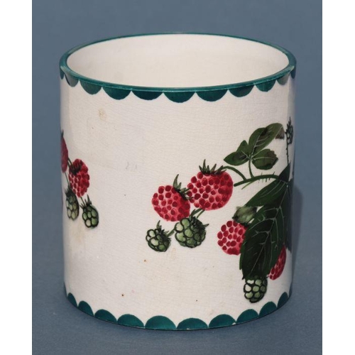 316 - A Wemyss Pottery large lidded preserve jar and cover decorated with raspberries, impressed mark to t... 