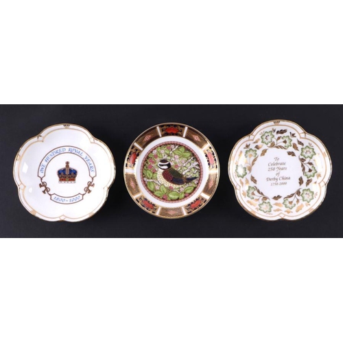 347 - A group of Royal Crown Derby Commemorative dishes to include Royal Commemorative and Two Hundred &am... 