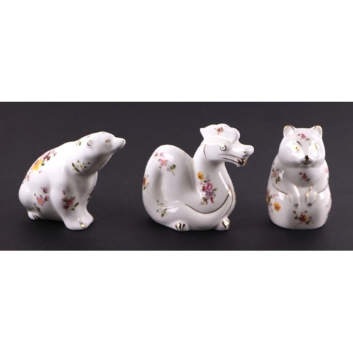 350 - A group of Royal Crown Derby, Derby Posy pattern paperweights, Penguin, Hamster, Polar Bear, Owl and... 