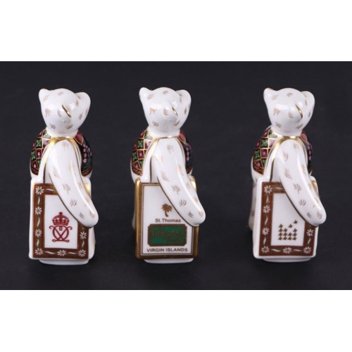 353 - A group of Royal Crown Derby miniature Shopper Bears, Born to Shop at Goviers and others similar, al... 