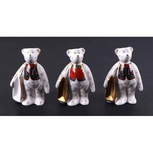 353 - A group of Royal Crown Derby miniature Shopper Bears, Born to Shop at Goviers and others similar, al... 