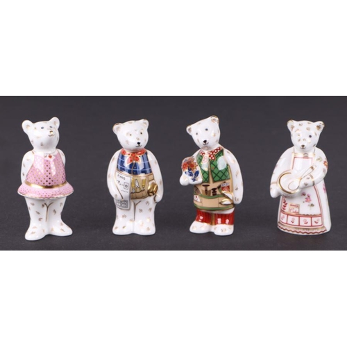 354 - A group of Royal Crown Derby miniature bears, Bride, Groom, Gardener, Baking Day, DIY, Cook, Gardene... 