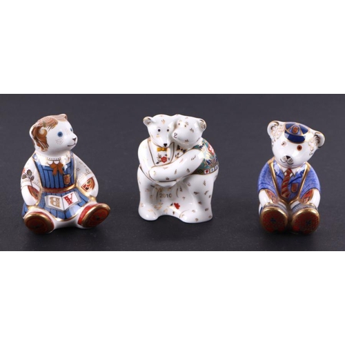 356 - Four Royal Crown Derby paperweights, Scottish Teddy, School Girl Teddy, Scottish Teddy Frazer and Sc... 