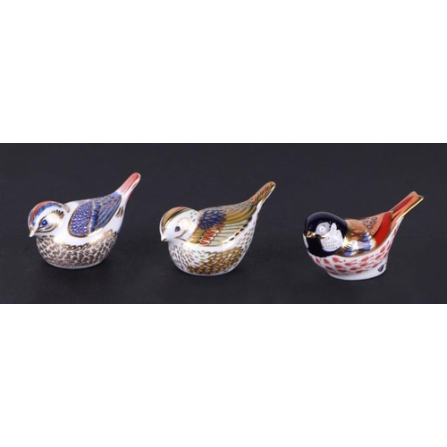 360 - A group of Royal Crown Derby paperweights, Chaffinch, Fire Crest, Anniversary Robin, Blue Tit, Goldc... 