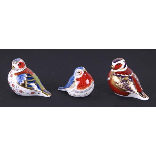 360 - A group of Royal Crown Derby paperweights, Chaffinch, Fire Crest, Anniversary Robin, Blue Tit, Goldc... 